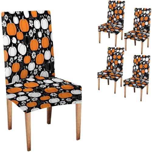 Vista 272 de CAPSCEOLL Christmas Dining Chair Covers,Snowflakes Festive Winter Pattern Stretch Chair Covers for Dining Room Set of 2 Washable Spandex Parson