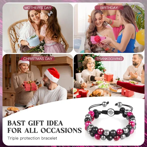 Vista 29 de Triple Protection Bracelet - for Protect & Balance - Energy Crystal Handmade Bracelets for Men Women