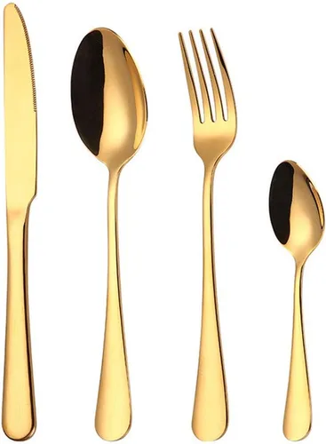 Vista 9 de 4pcs Set Cutlery Dinnerware 304 Stainless Steel Flatware Set Tableware Dinner Spoon Fork Knife Flatware Serving Sets (Black)