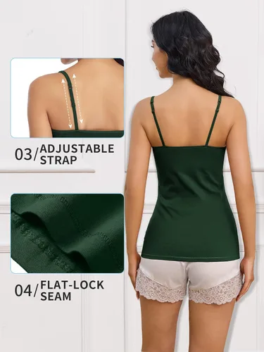 Vista 73 de Camisa Attraco de algodón, con tirantes estilo espagueti, con brasier incorporado, 2 paquetes, para mujer