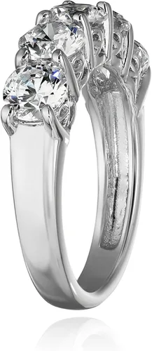 Vista 40 de Amazon Essentials Anillo de plata de ley de cinco piedras con circonita cúbica de corte redondo Infinite Elements (anteriormente colección Amazon)
