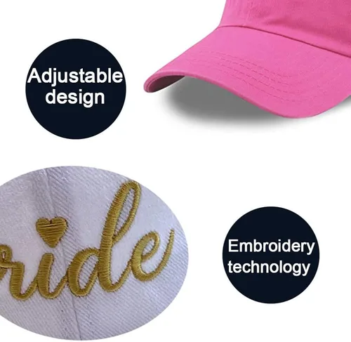 Vista 4 de PartyGifts&beyond Sombrero de béisbol de dama de honor, paquete de 6 sombreros de despedida de soltera, sombrero de escuadrón de novia para regalo