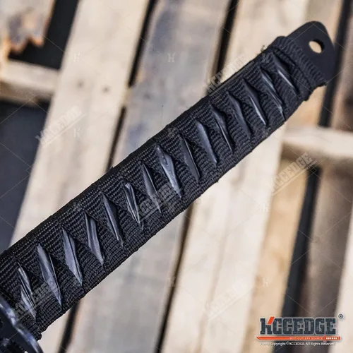 Vista 3 de Juego de 2 machetes Tanto Ninja Katana de espada doble de 28 pulgadas con funda de nailon + grabado negro chino en la edición Blade.