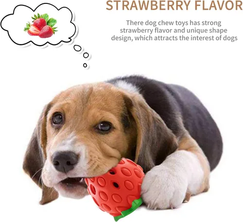 Vista 2 de Askhald Juguete masticable con sabor a fresa para masticadores agresivos, cepillo de dientes para perros, juguete interactivo para perros pequeños