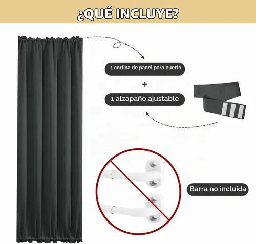 Vista 7 de Deconovo - Cortinas opacas para puerta francesa para ventana de puerta Gris oscuro