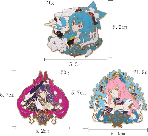 Vista 2 de Genshin Impact Hutao Broche Broche esmaltado de personajes Hutao Cosplay Broche de solapa Regalo para fanáticos mujeres y niñas Metal Sin gemas