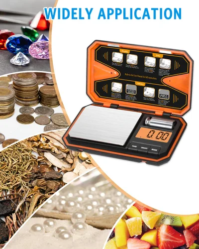 Vista 6 de AMIR Báscula digital de bolsillo, báscula de alta precisión de 17.64 oz x 0.00 oz con pantalla LCD, báscula digital de alimentos con función