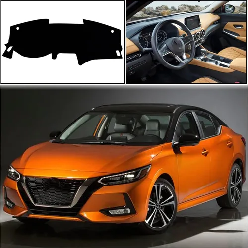 Vista 6 de Alfombrilla para salpicadero Protección interior Compatible con Nissan Sentra S SV SR Sedan 2020 2021 2022 2023 Protector contra rayos UV