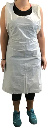 Vista 6 de KingSeal Disposable Poly Aprons, 28"x46", 0.8 mils thick, Individually Packed, White, Bib