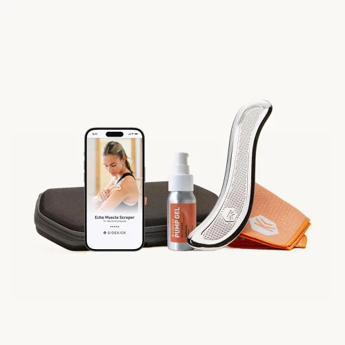Vista 7 de SIDEKICK Echo Muscle Scraper - Herramienta Gua Sha de acero - con agarre antifatiga patentado de acero inoxidable - Kit completo incluido - Diseñado