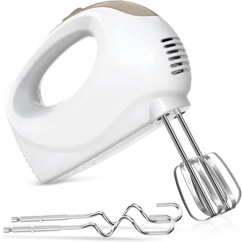 Vista 11 de Batidora de mano eléctrica portátil de 5 velocidades - Mezclador de cocina con 5 accesorios de acero inoxidable, batidor y batidor de alimentos