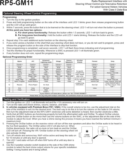 Vista 5 de PAC RP5-GM11 - Refacción de radio con interfaz para el auto