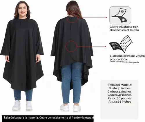 Vista 2 de Professional Barber & Salon Cape with Sleeves Large Hair & Water Repellent Cutting Cape with Adjustable Snaps