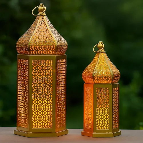 Vista 18 de VELA LANTERNS Farol Marroquí Grande Torre de Templo Lámpara Portavelas Decorativo para Decoraciones de Ramadán, Halloween, Colgante, Patio o Porche