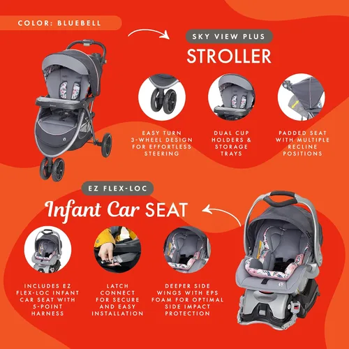 Vista 2 de Baby Trend Skyview Plus - Sistema de viaje para bebé color Bluebell