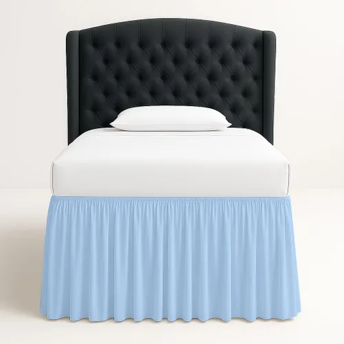 Vista 15 de Cottingon Falda de cama con volantes y esquinas divididas, volantes en polvo, caída de 12 pulgadas, 100 % microfibra, aspecto suave, brillante