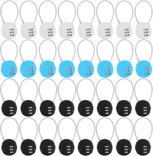 Vista 9 de Moxweyeni Paquete de 16 candados combinados de alambre de 3 dígitos, pequeño combo de equipaje, candado de cable para exteriores, impermeable