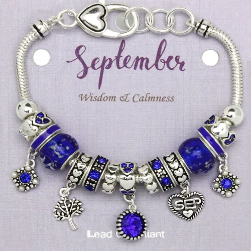 Vista 2 de Falari Pulsera de piedra natal, cuentas multicolor en tono plateado, Metal