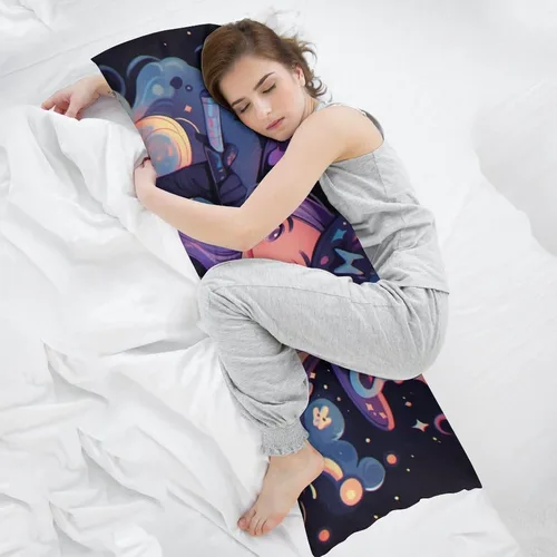 Vista 5 de Funda de almohada de cuerpo con diseño de bruja y escoba de Halloween, funda de almohada larga con cremallera, rectangular, suave, grande, funda