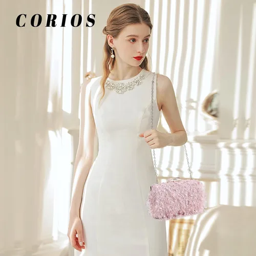 Vista 2 de CORIOS Bolsos de mano pequeños para mujer, bolso de noche esponjoso