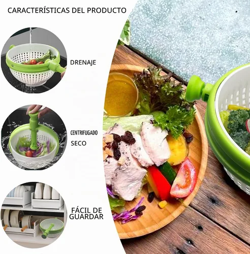 Vista 3 de Escurridor de ensalada plegable 3 en 1, colador de ahorro de espacio de 3 cuartos y secadora de verduras, plegable para un fácil almacenamiento