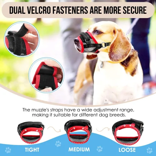 Vista 3 de SlowTon Bozal para perros – Protector bucal de malla suave para perros pequeños, medianos y grandes, Chihuahua, Husky Labrador Retriever, bucle