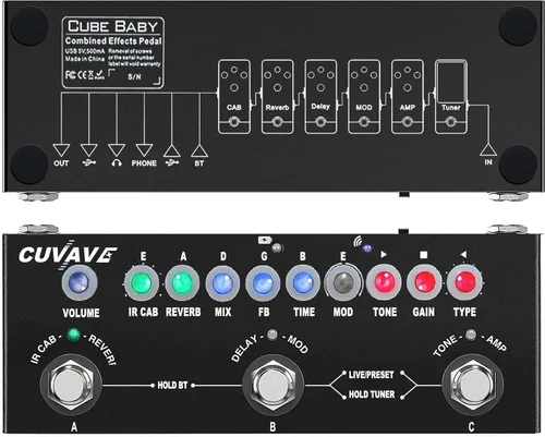 Vista 4 de Pedal de Guitarra de Múltiples Efectos, Pedal de Múltiples Efectos de Guitarra Cube Baby con Delay, Chorus, Phaser y Reverb Multi efectos