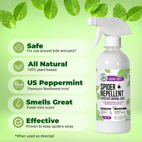 Vista 2 de Mighty Mint Aceite de menta repelente de arañas de 8 onzas, espray natural para arañas, insectos y más (paquete de 2)