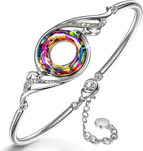Vista 10 de Kate Lynn Pulsera de Fénix "Rise From the Ashes" hecha con cristales de Austria, brazalete ajustable para mujeres 7"+2", empaquetada con caja