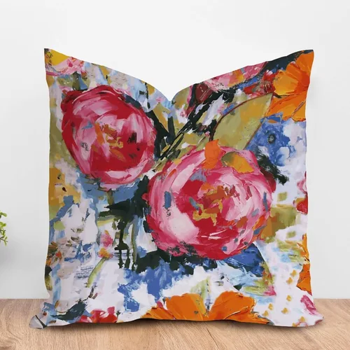 Vista 76 de ArogGeld Funda de cojín con flores verdes y blancas con flores grises y negras y hojas verdes en estilo chinoiserie, funda de almohada cuadrada