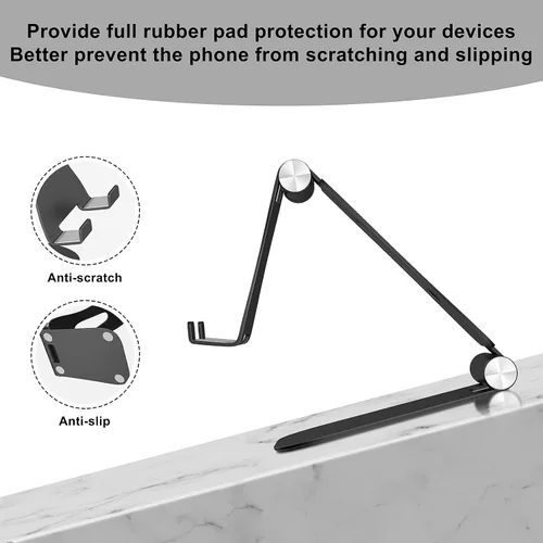 Vista 3 de YOSHINE Soporte para teléfono celular, soporte de teléfono mejorado para escritorio, soporte ajustable para tableta, soporte plegable de aluminio
