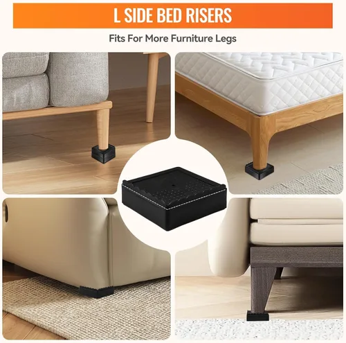 Vista 3 de shouwuhho Elevadores de muebles, paquete de 12 elevadores de cama con agarre antideslizante y soporte resistente, elevación de 1 pulgada, 2