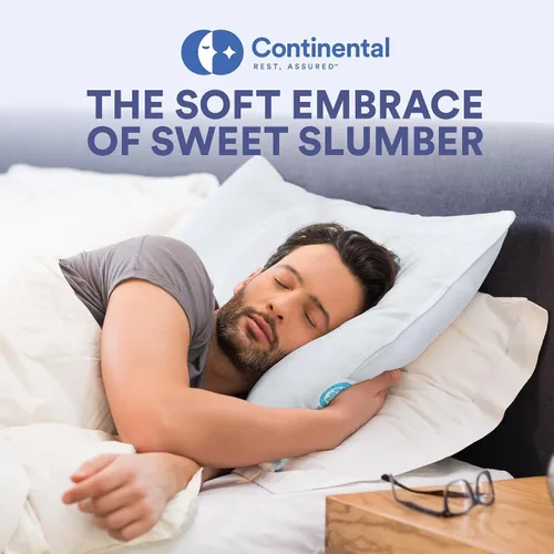 Vista 6 de Continental Bedding Almohada de plumas de 50/50, suave calidad hotelera, soporte para dormir lateral, algodón transpirable de 300 hilos, certificado
