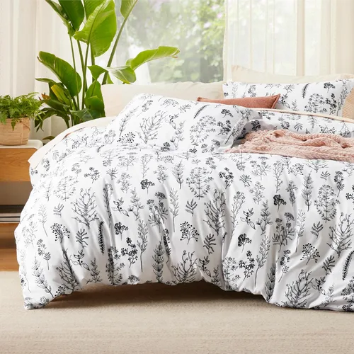Vista 22 de Bedsure Juego de funda de edredón Twin para dormitorio, juego de funda de edredón reversible floral con cierre de cremallera, juego de ropa de cama