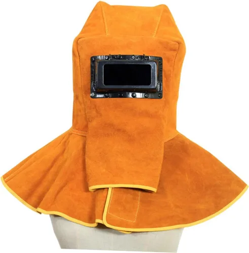 Vista 9 de jojofuny Máscara de soldadura de cuero, gorra de soldadura de cuero, visera de soldadura, sombrero de soldador, gorra de soldadura con cuello