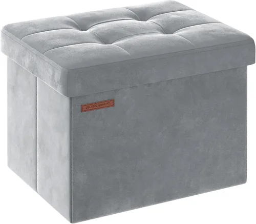 Vista 16 de SONGMICS Otomana pequeña plegable de almacenamiento, taburete reposapiés, 12.2 x 16.1 x 12.2 pulgadas, otomana con almacenamiento, carga de hasta
