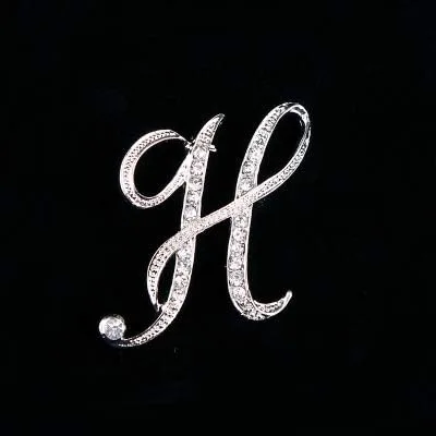 Vista 5 de LONG TIANTIAN 2 broches con inicial, delicado alfabeto con diamantes de imitación, broche con inicial de diamantes de imitación, joyería de letras