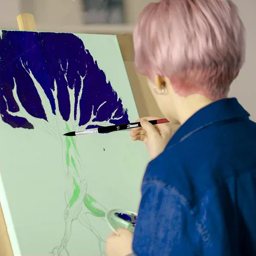 Vista 7 de Sdanart Pinceles de pintura de acuarela, 15 pinceles redondos profesionales, punta redonda de diferentes tamaños a mayor tamaño para acuarela