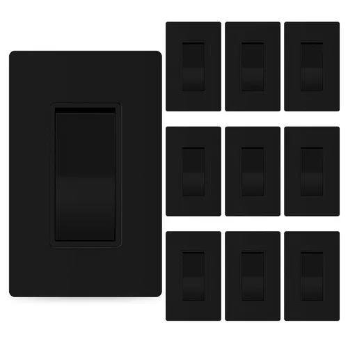 Vista 21 de ThunderWay - Interruptor de luz para decoración de 3 vías con placas de pared, 15 A 120/277 V, interruptores basculantes de pared Decora de tres