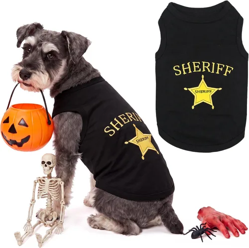 Vista 42 de Camiseta para Perro Parisian Pet - Camiseta Bordada FBI - 100% Algodón, Ropa Transpirable para Perros - Chaleco para Mascotas Sin Mangas - Camisas