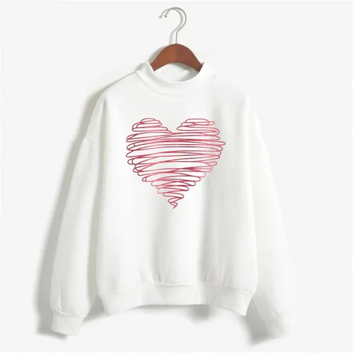 Vista 3 de Sudadera con capucha de cuello redondo para mujer, con estampado de amor, para el día de San Valentín, sudadera ligera con capucha para mujer