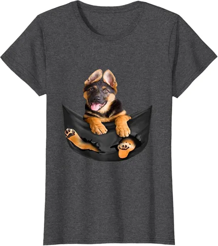 Vista 4 de Dog Lovers Gifts - Camiseta divertida con cara de perro con bolsillo, Negro, S