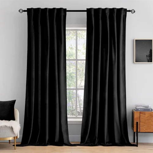 Vista 29 de MIULEE Cortinas de terciopelo de 84 pulgadas de largo, juego de 2 paneles para dormitorio, con pestaña trasera plisada, de lujo, aislamiento