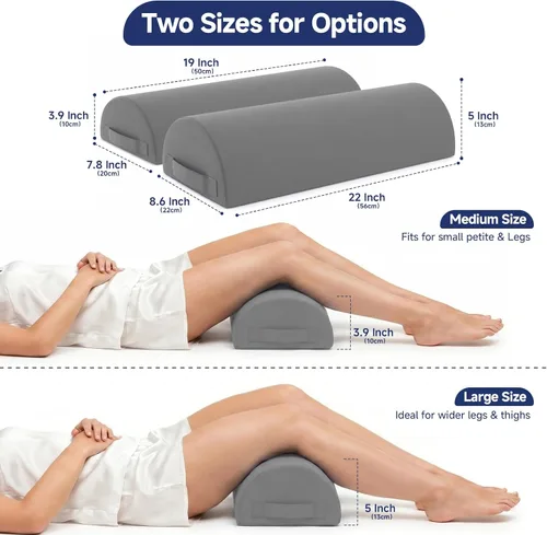 Vista 4 de Knee Pillow for Back Sleeping, Cooling Cover Bolster Pillow for Legs, Memory Foam Under Knee Pillow for Sleeping on Back, Half Moon Design for Foot