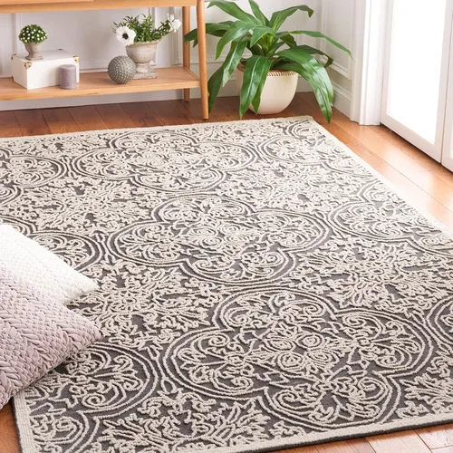 Vista 9 de SAFAVIEH Trace Collection - Alfombra decorativa de 2 x 3 pies, color marfil, lana hecha a mano, ideal para zonas de alto tráfico en entrada, sala