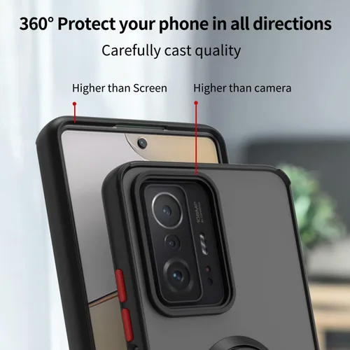 Vista 4 de QUIETIP Funda compatible con Xiaomi 12T/12T Pro, TPU + PC duro a prueba de golpes, anillo magnético para montaje en coche, cubierta de parachoques