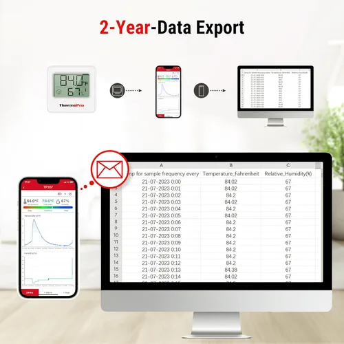 Vista 2 de ThermoPro TP357 - Termómetro higrómetro digital para interiores de 260 pies, termómetro Bluetooth medidor de humedad con aplicación inteligente
