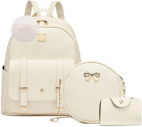 Vista 12 de MACCINELO Linda mochila de cuero para mujer, mochila pequeña con lazo para regalo de niñas, bolsa de hombro para mujer, 3
