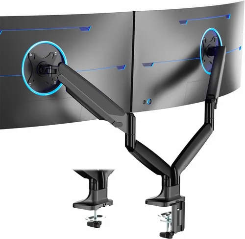 Vista 12 de VIVO - Brazo de resorte neumático articulado negro, con abrazadera para soporte de escritorio Se adapta a pantallas de monitor de 17 a 27" con Max