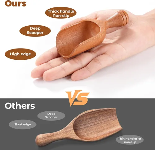 Vista 4 de Paquete de 6 cucharas de café de madera para botes, madera de acacia de 4